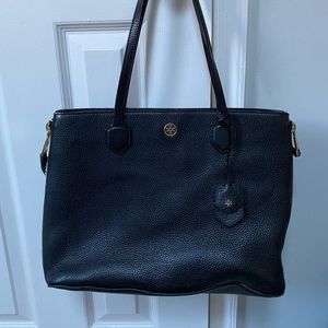 ✨Tory Burch Leather Side-Zip Tote Bag | gold✨